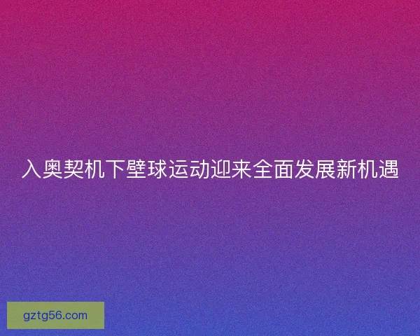 入奥契机下壁球运动迎来全面发展新机遇